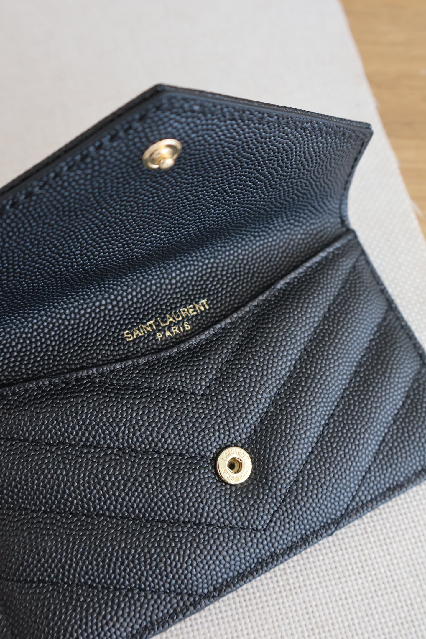 YSL Cassandre Matelasse Fragments Flap Card Case in Grain De Poudre (Whatsapp for Price & Grade)