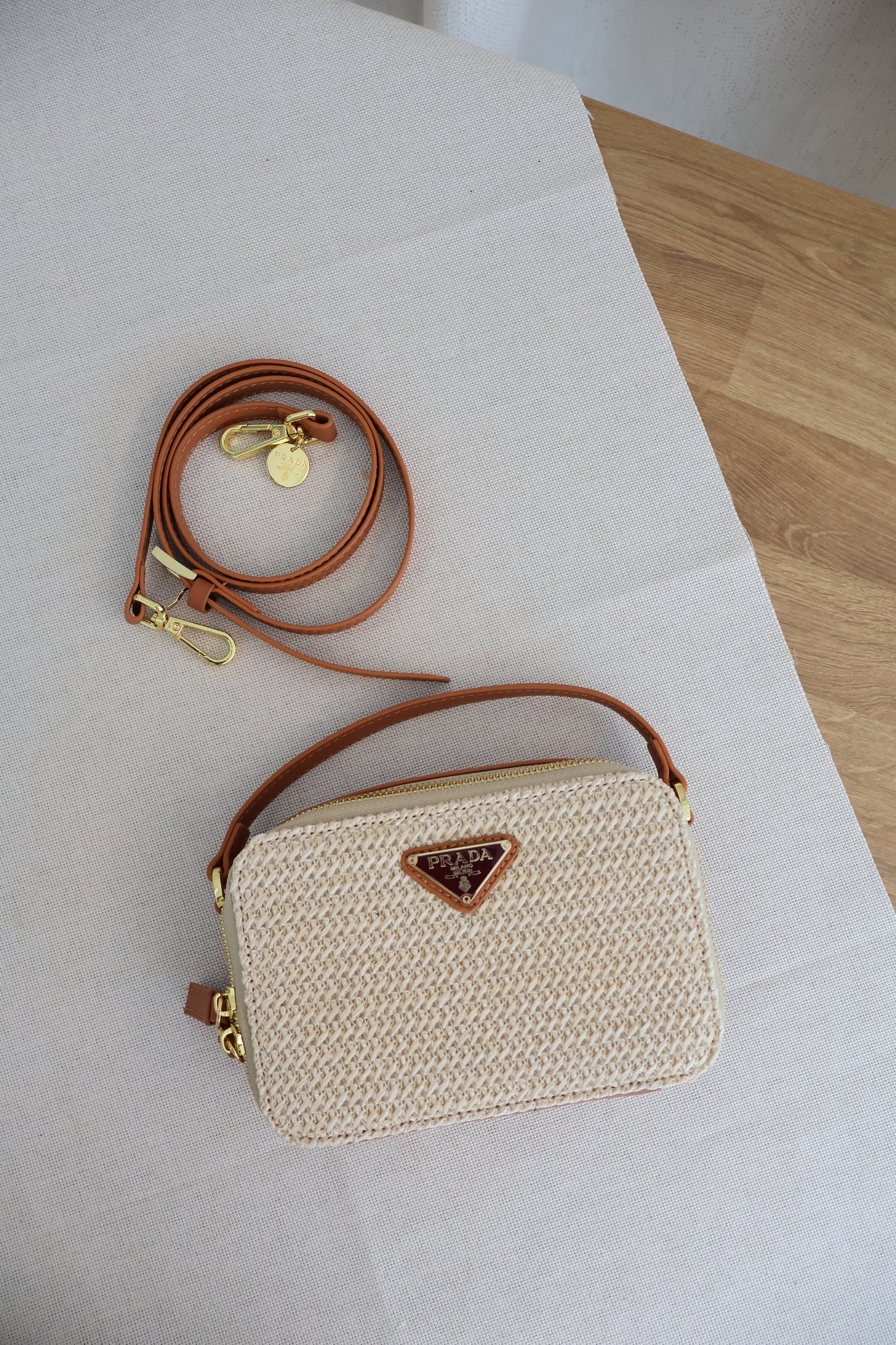 Prada Prada Rattan Bag Brown Handle (Whatsapp for Price & Grade)