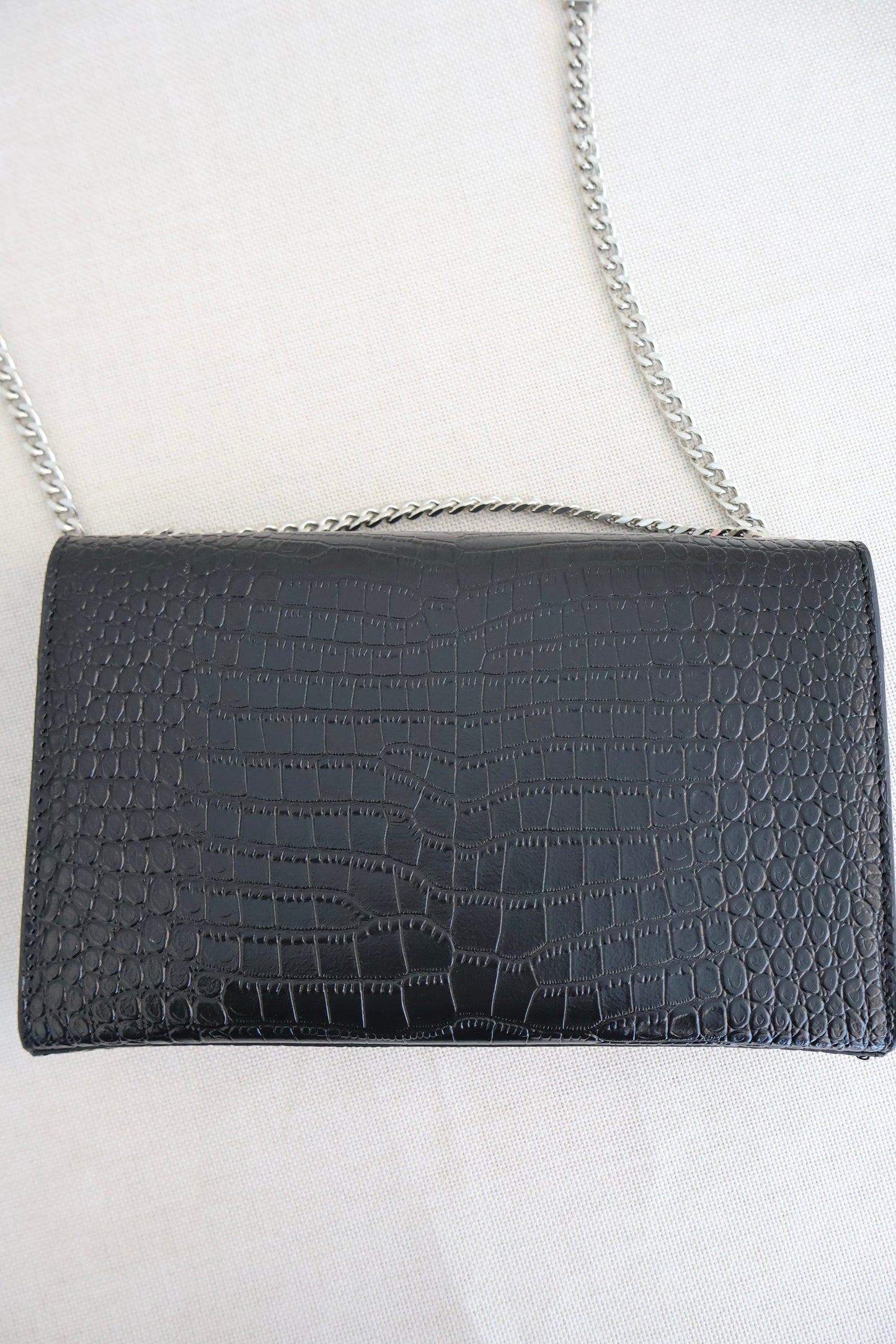 YSL WOC bag Black x Silver Croc Skin (Whatsapp for Price & Grade)