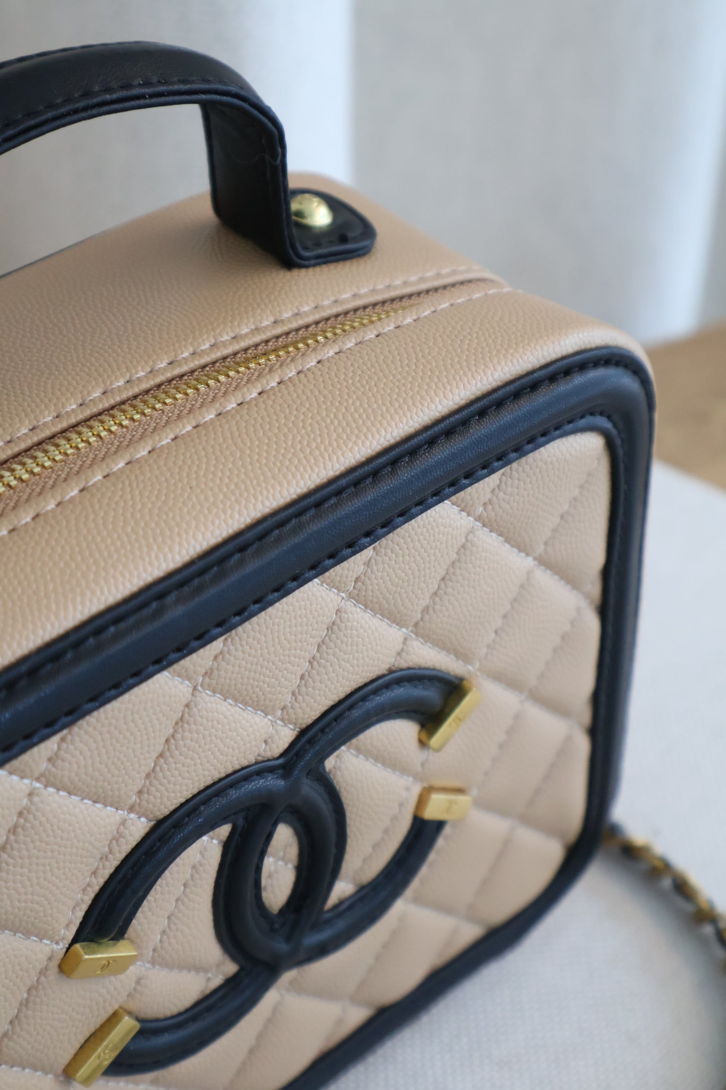 Chanel Vanity Case Beige x Black (Whatsapp for Price & Grade)