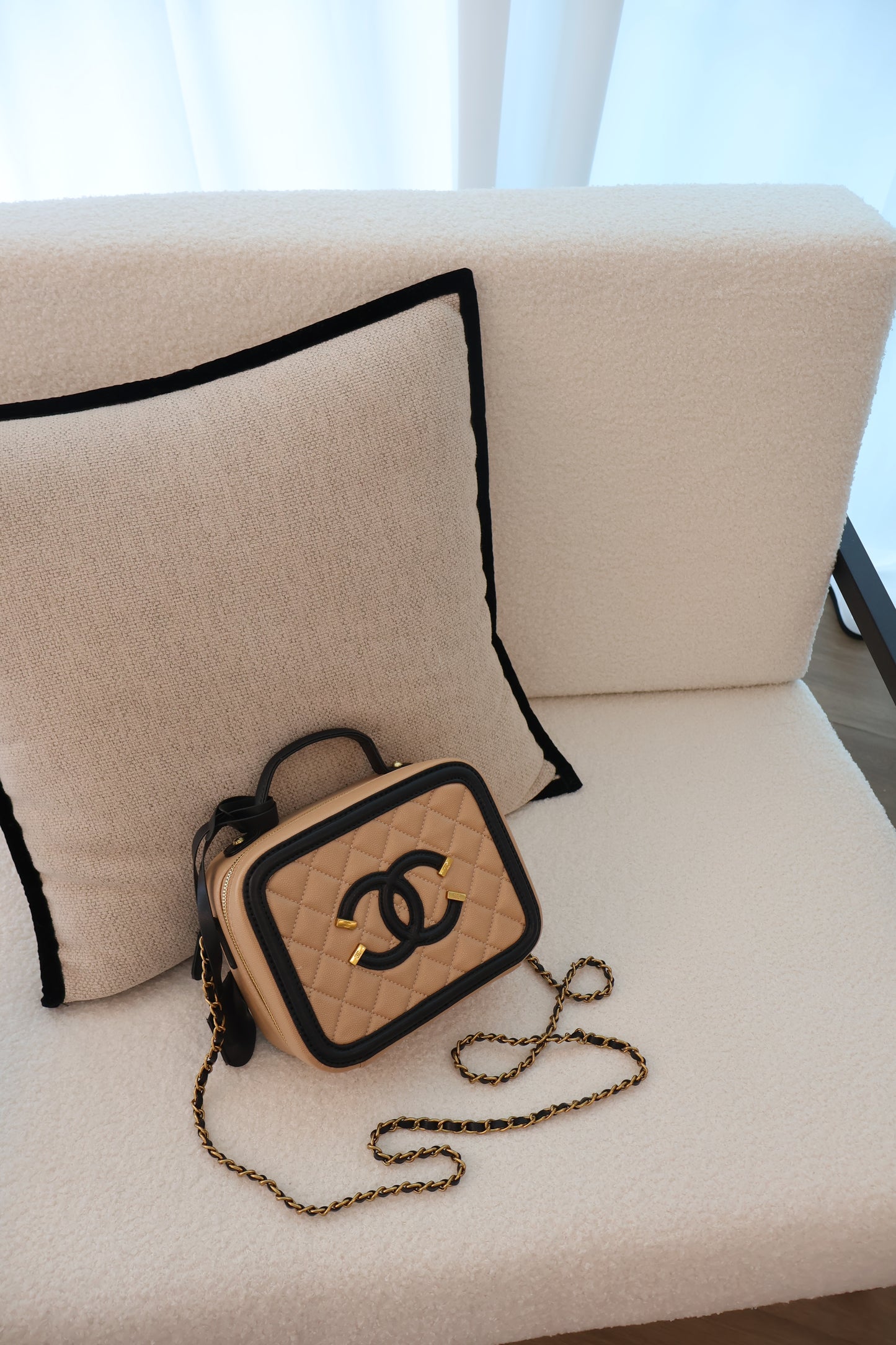 Chanel Vanity Case Beige x Black (Whatsapp for Price & Grade)