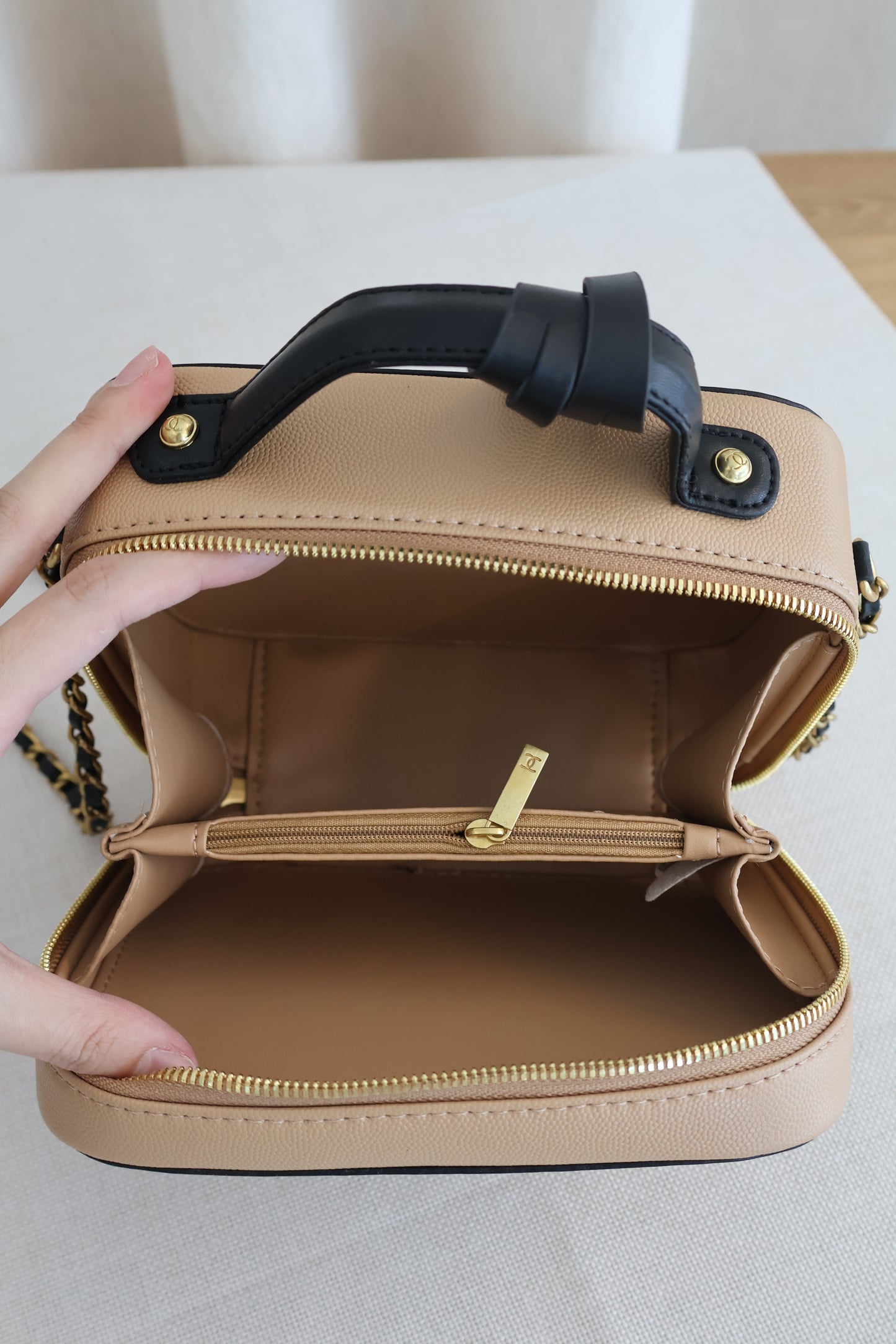 Chanel Vanity Case Beige x Black (Whatsapp for Price & Grade)