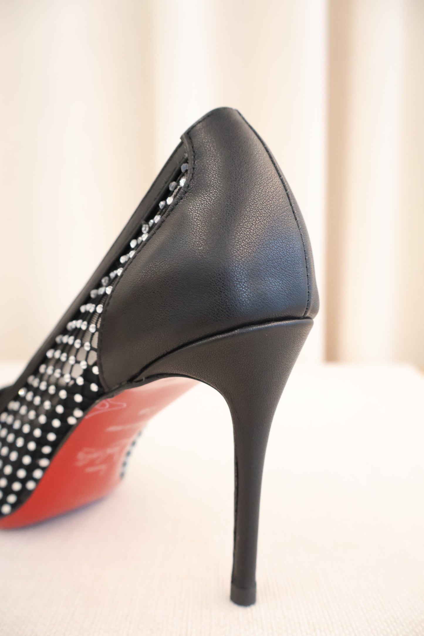 Christian Louboutin Apostropha 80 Mesh Black Heels (Whatsapp for Price & Grade)