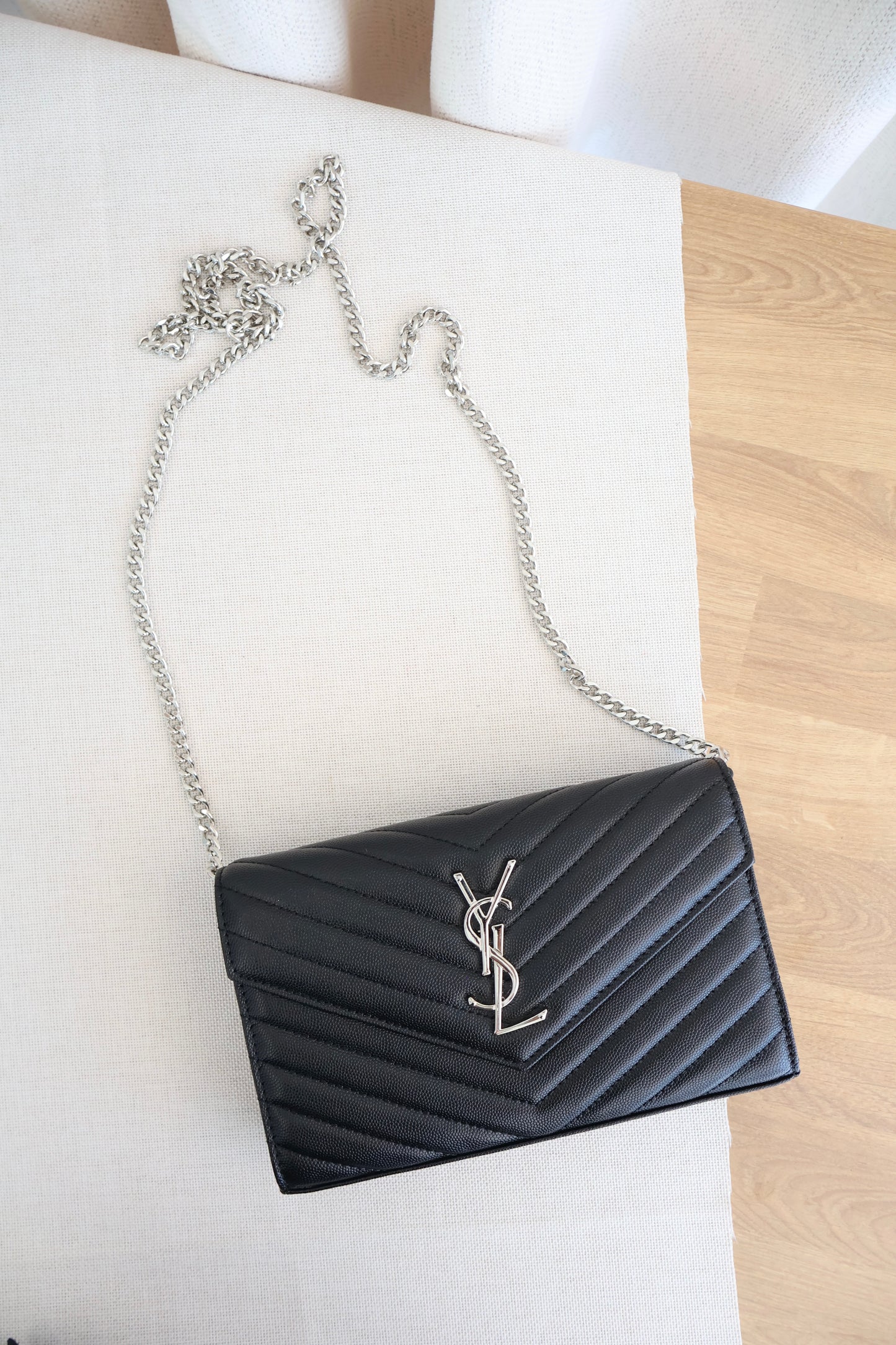YSL WOC Cassandre Black x Silver Bag (Whatsapp for Price & Grade)