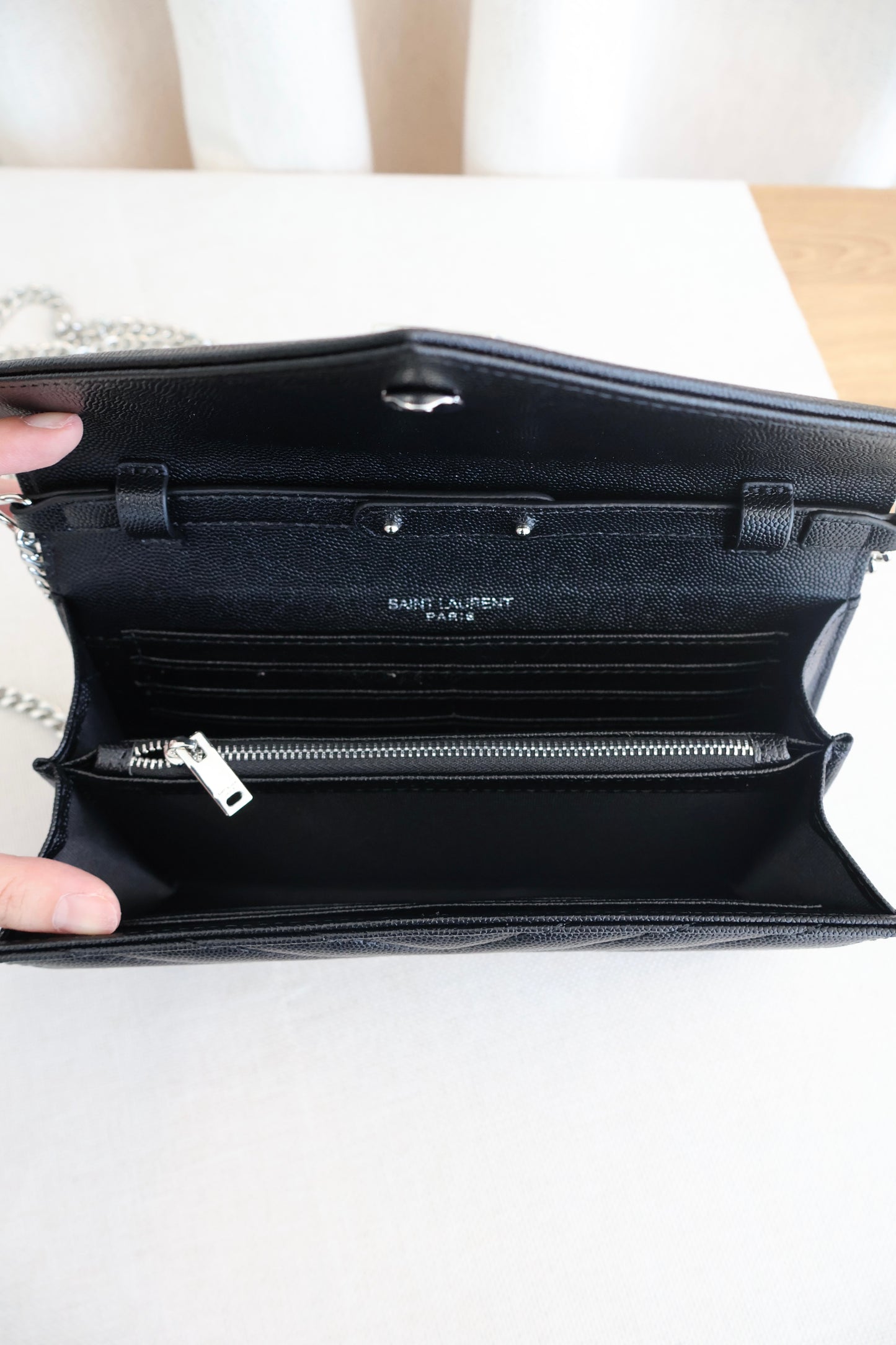 YSL WOC Cassandre Black x Silver Bag (Whatsapp for Price & Grade)