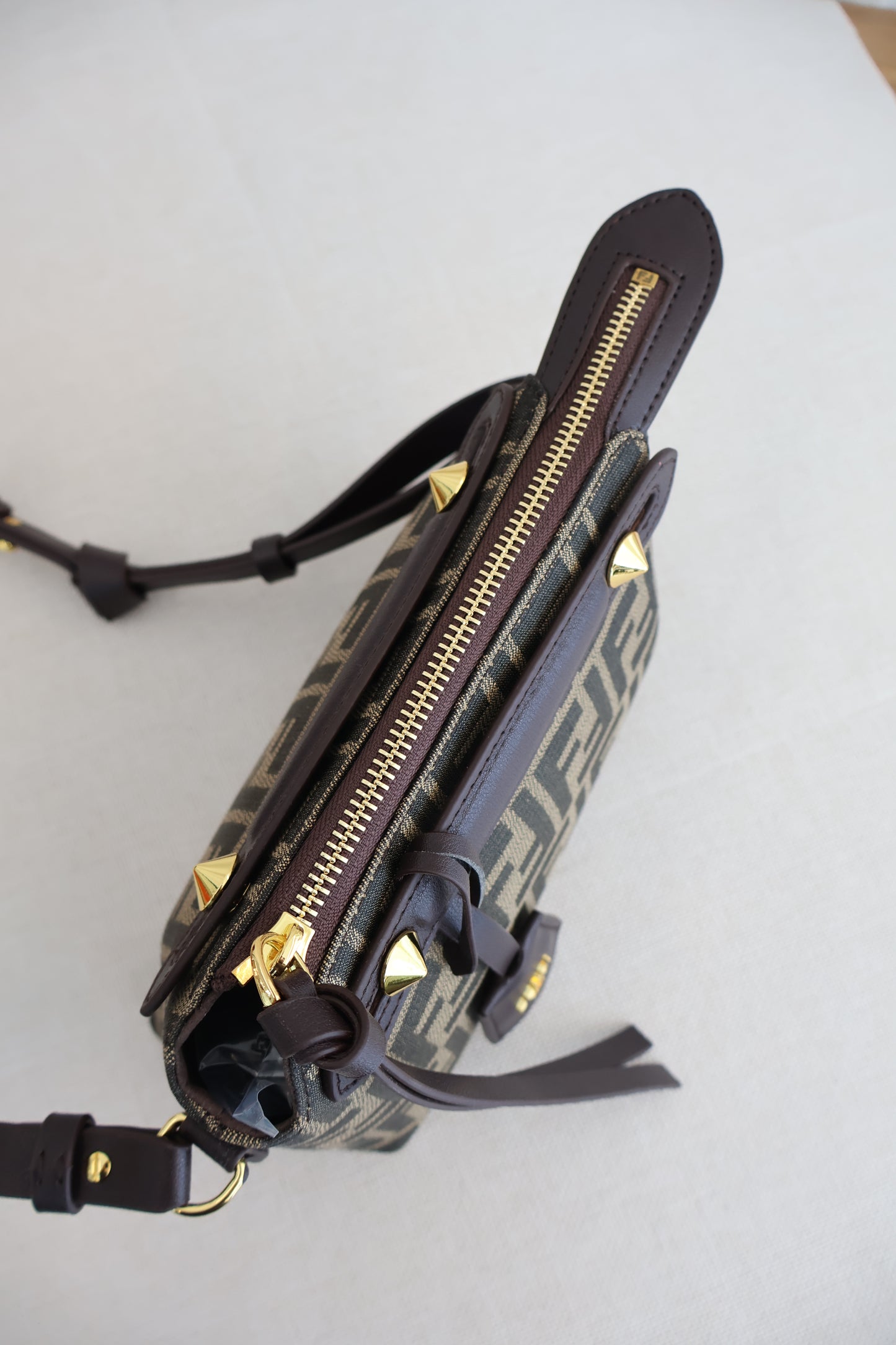 Fendi By The Way Soft Mini Brown FF Jacquard Fabric Mini Bag (Whatsapp for Price & Grade)