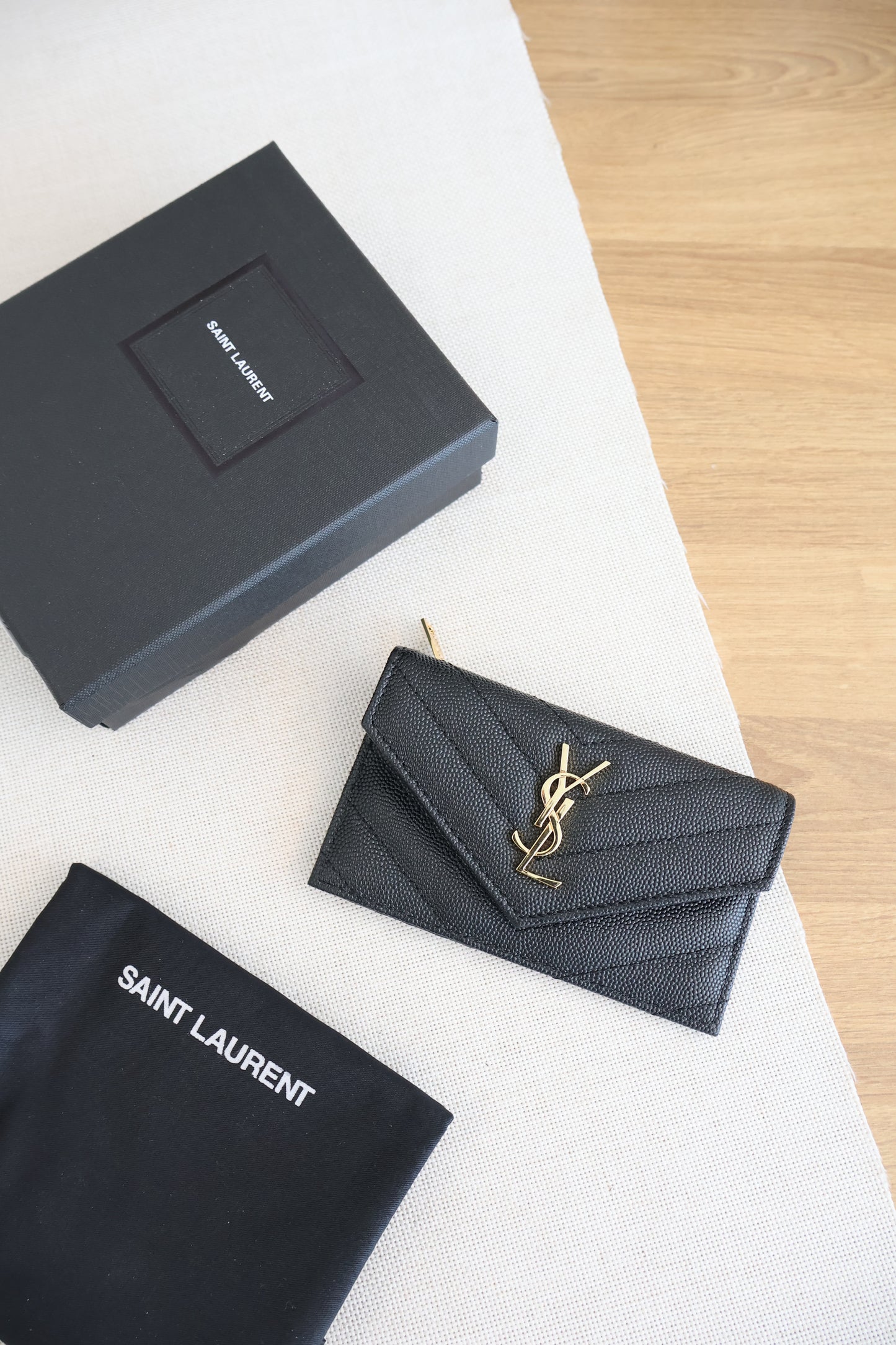 YSL Cassandre Matelasse Fragments Flap Card Case in Grain De Poudre (Whatsapp for Price & Grade)