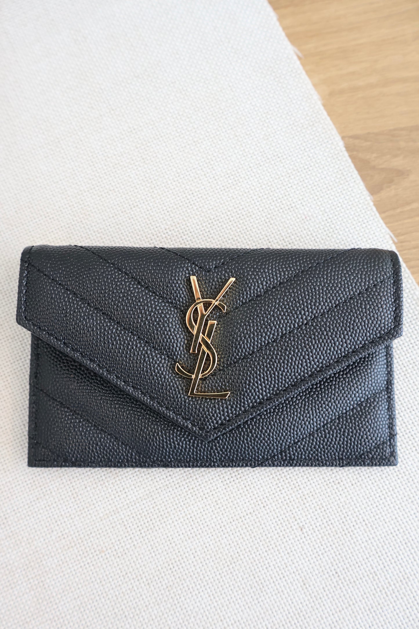 YSL Cassandre Matelasse Fragments Flap Card Case in Grain De Poudre (Whatsapp for Price & Grade)