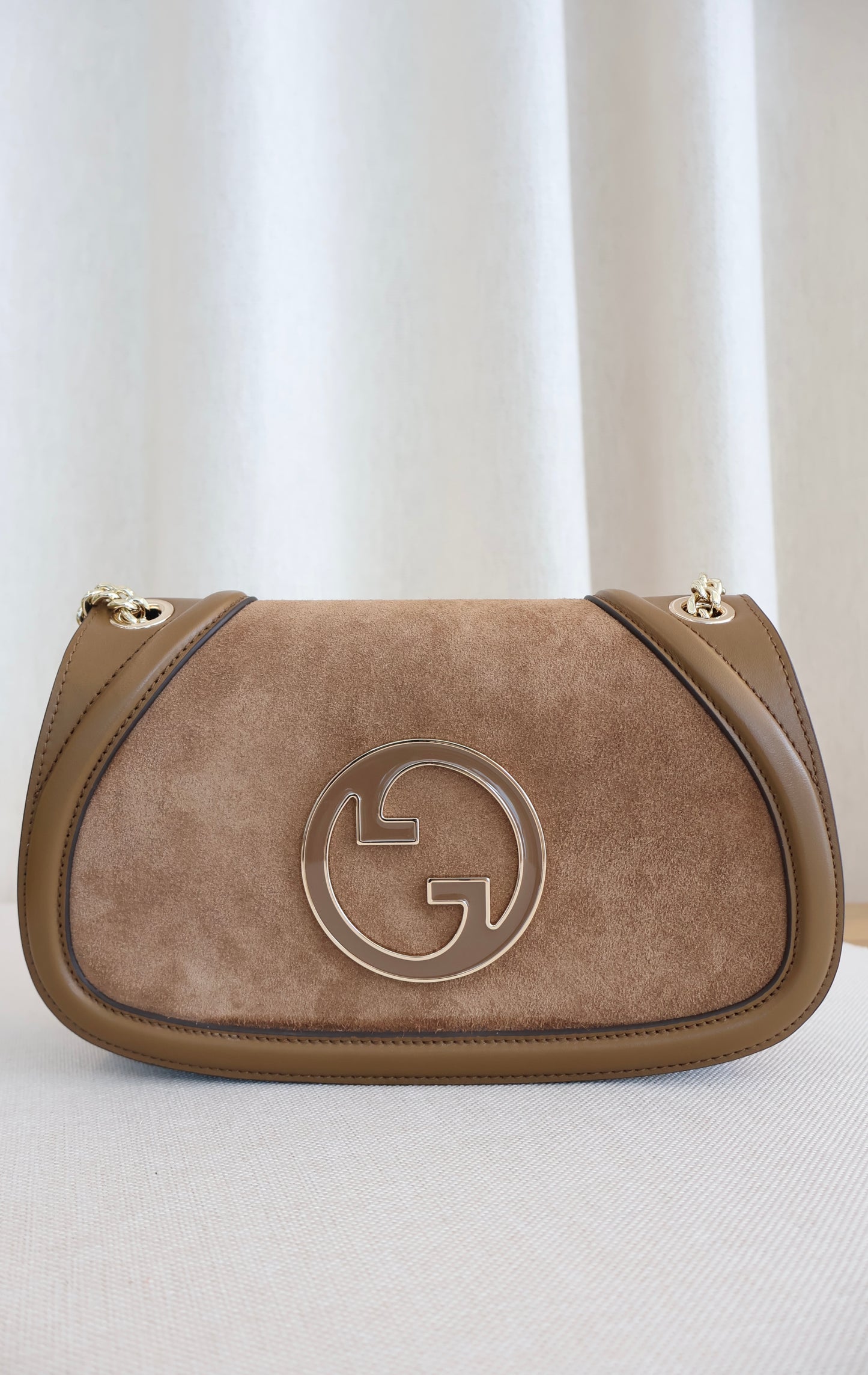 Gucci Blondie Small Shoulder Bag Light Brown Sude (Whatsapp for Price & Grade)
