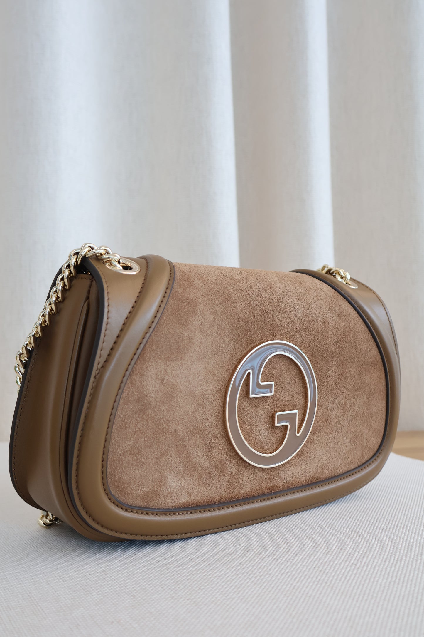 Gucci Blondie Small Shoulder Bag Light Brown Sude (Whatsapp for Price & Grade)