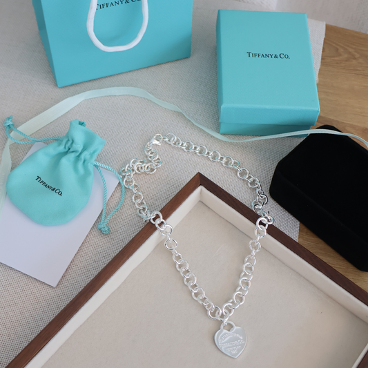 Tiffany & Co Heart Tag Chain Link Necklace in Silver (Whatsapp for Price & Grade)