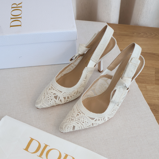Dior J'adior Slingback Pump White Lace Heels (Whatsapp for Price & Grade)