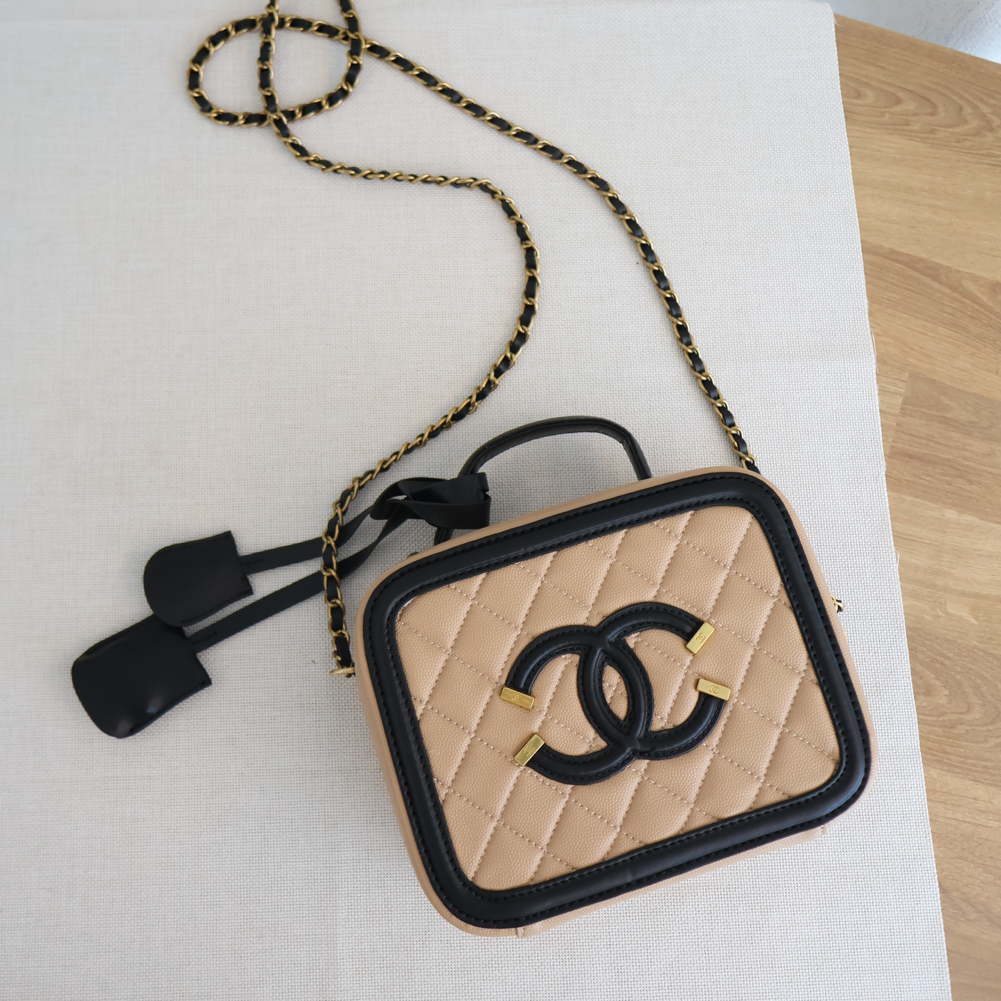 Chanel Vanity Case Beige x Black (Whatsapp for Price & Grade)